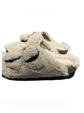 Papillio Sherpa Double Buckle Slide Sandals in Cream Sz 10